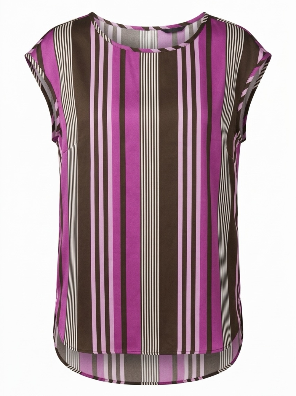 Banana Republic Purple and Black Vertical Stripe Cap-Sleeve Blouse